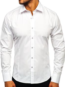 Bílá pánská elegantní košile s dlouhým rukávem Bolf 1703