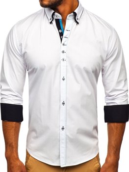 Bílá pánská elegantní košile s dlouhým rukávem Bolf 3708