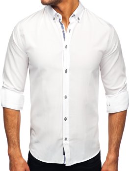 Bílá pánská košile s dlouhým rukávem Bolf 20717