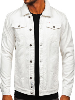 Bílá pánská zateplená džínová bunda Bolf MJ541