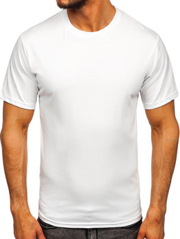 Bílé pánské bavlněné tričko bez potisku Bolf 192397