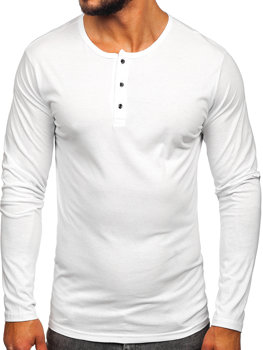 Bílé pánské tričko s dlouhým rukávem na knoflíky Bolf 1114