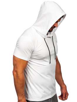 Bílé pánské tričko s kapucí bez potisku Bolf 8T957