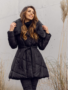 Černá dlouhá dámská zimní bunda Bolf OMDL008