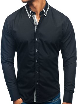Černá pánská elegantní košile s dlouhým rukávem Bolf 3704-1