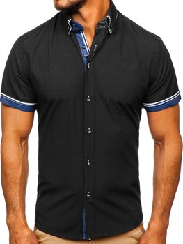 Černá pánská košile s krátkým rukávem Bolf 2911-1