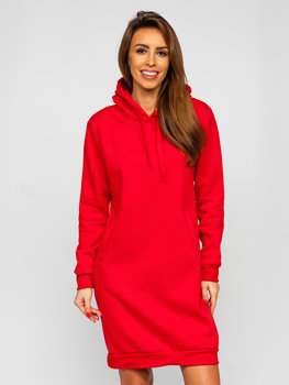 Červená dámská dlouhá mikina s kapucí Bolf YS10005-A
