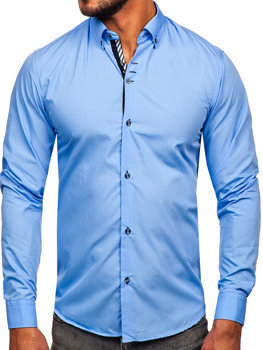 Modrá pánská elegantní košile s dlouhým rukávem Bolf 5796-1