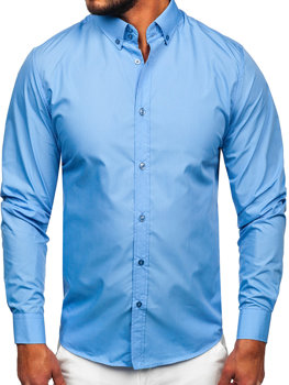 Pánská blankytná elegantní košile s dlouhým rukávem Bolf 5821-1