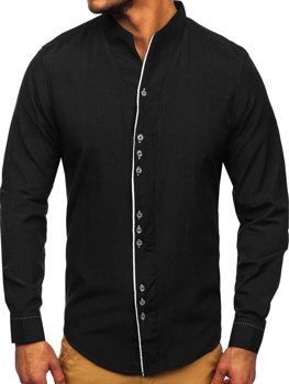 Pánská černá košile s dlouhým rukávem Bolf 5720