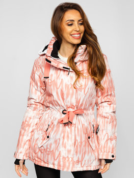 Růžová dámská zimní bunda s kapucí Bolf B2393