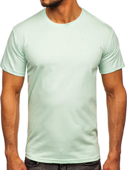 Světle mentolové pánské bavlněné tričko bez potisku Bolf 192397