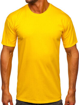 Žluté pánské bavlněné tričko bez potisku Bolf B459