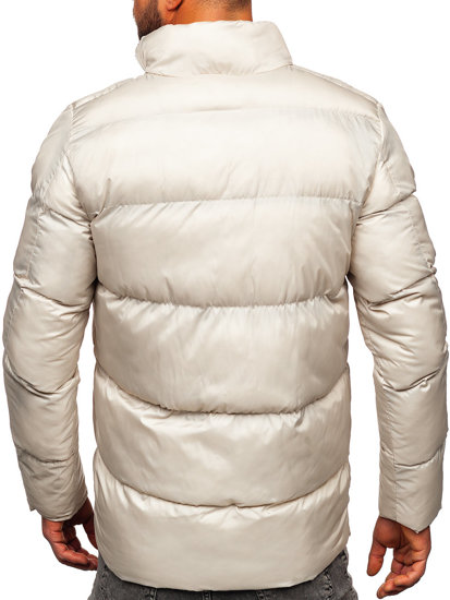 Béžová pánská prošívaná zimní bunda Bolf 0025