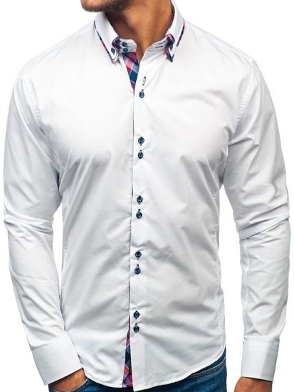 Bílá pánská elegantní košile s dlouhým rukávem Bolf 2712