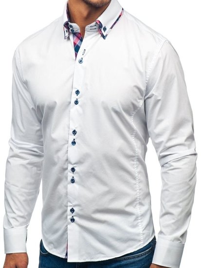 Bílá pánská elegantní košile s dlouhým rukávem Bolf 2712