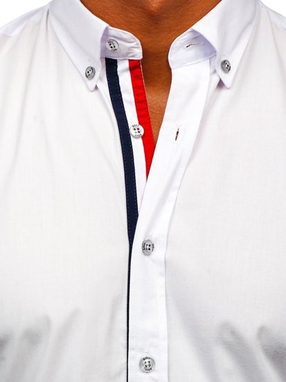 Bílá pánská elegantní košile s dlouhým rukávem Bolf 3713