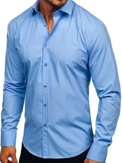 Blankytná pánská elegantní košile s dlouhým rukávem Bolf 6944