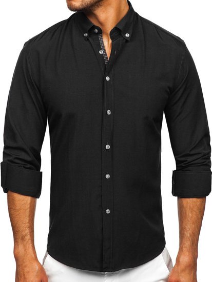 Černá pánská košile s dlouhým rukávem Bolf 20716