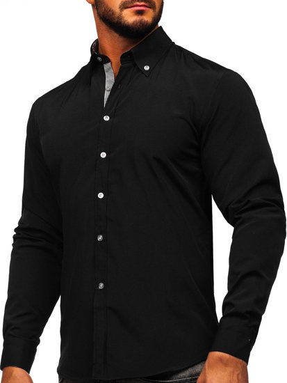 Černá pánská košile s dlouhým rukávem Bolf 20719