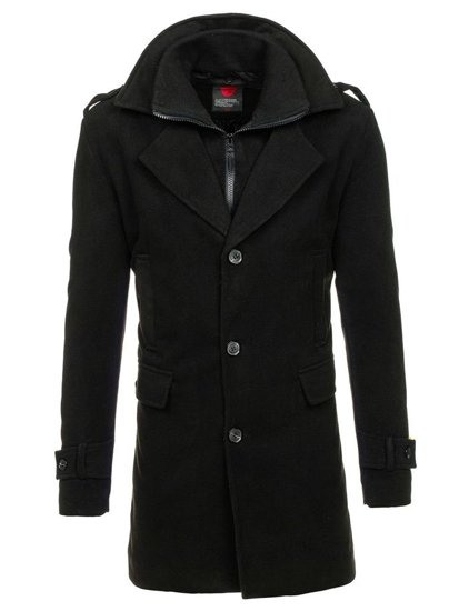 Černý pánský zimní kabát Bolf 1808