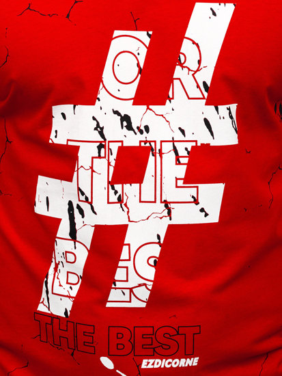 Červené pánské bavlněné tričko s potiskem Bolf 14728