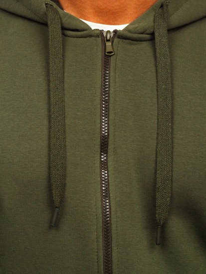 Khaki pánská silná mikina na zip s kapucí Bolf 2008