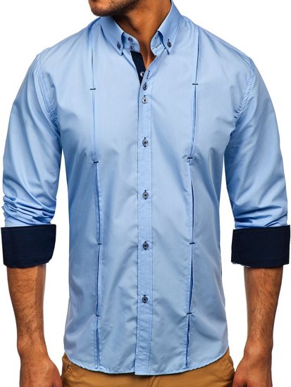 Modrá pánská košile s dlouhým rukávem Bolf 20725