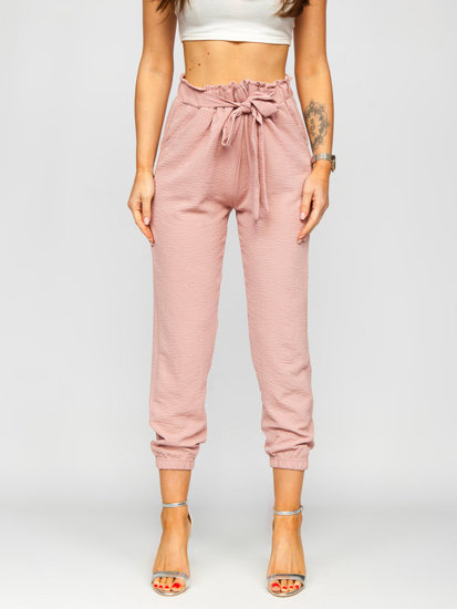 Růžové dámské textilní jogger kalhoty Bolf W5076