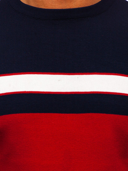 Tmavě modro-červený pánský svetr Bolf H2107