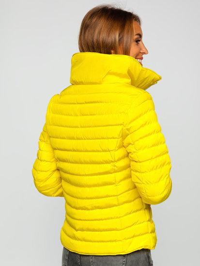 Žlutá dámská prošívaná zimní bunda bez kapuce Bolf 23063