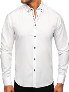 Bílá pánská košile s dlouhým rukávem Bolf 20720