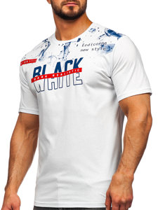 Bílé pánské bavlněné tričko s potiskem Bolf 14718