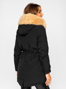 Černá dámská zimní parka bunda s kapucí Bolf 7034