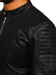 Černá pánská koženková bunda Bolf 1108