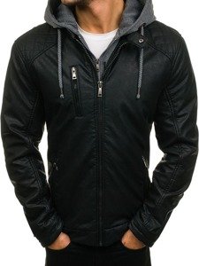 Černá pánská koženková bunda Bolf 3144