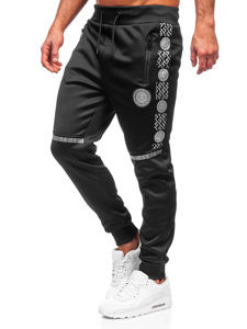 Černo-stříbrné pánské jogger kalhoty Bolf HM665