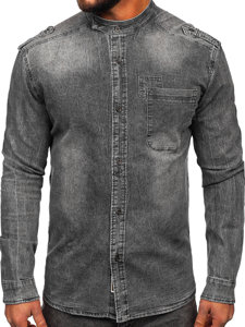 Grafitová pánská džínová košile s dlouhým rukávem Bolf MC713G