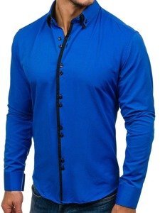 Pánská košile BOLF 1721 královsky modro-černá