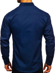 Tmavě modrá pánská elegantní košile s dlouhým rukávem Bolf 4705G