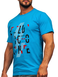Tyrkysové pánské bavlněné tričko Bolf 14752