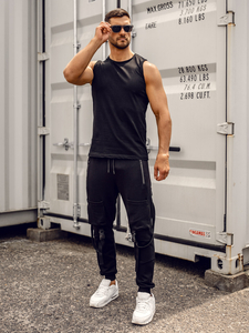Černé pánské tílko bez potisku tank top Bolf 1205